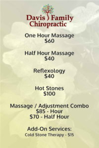Massage Prices - Davis Family Chiropractic